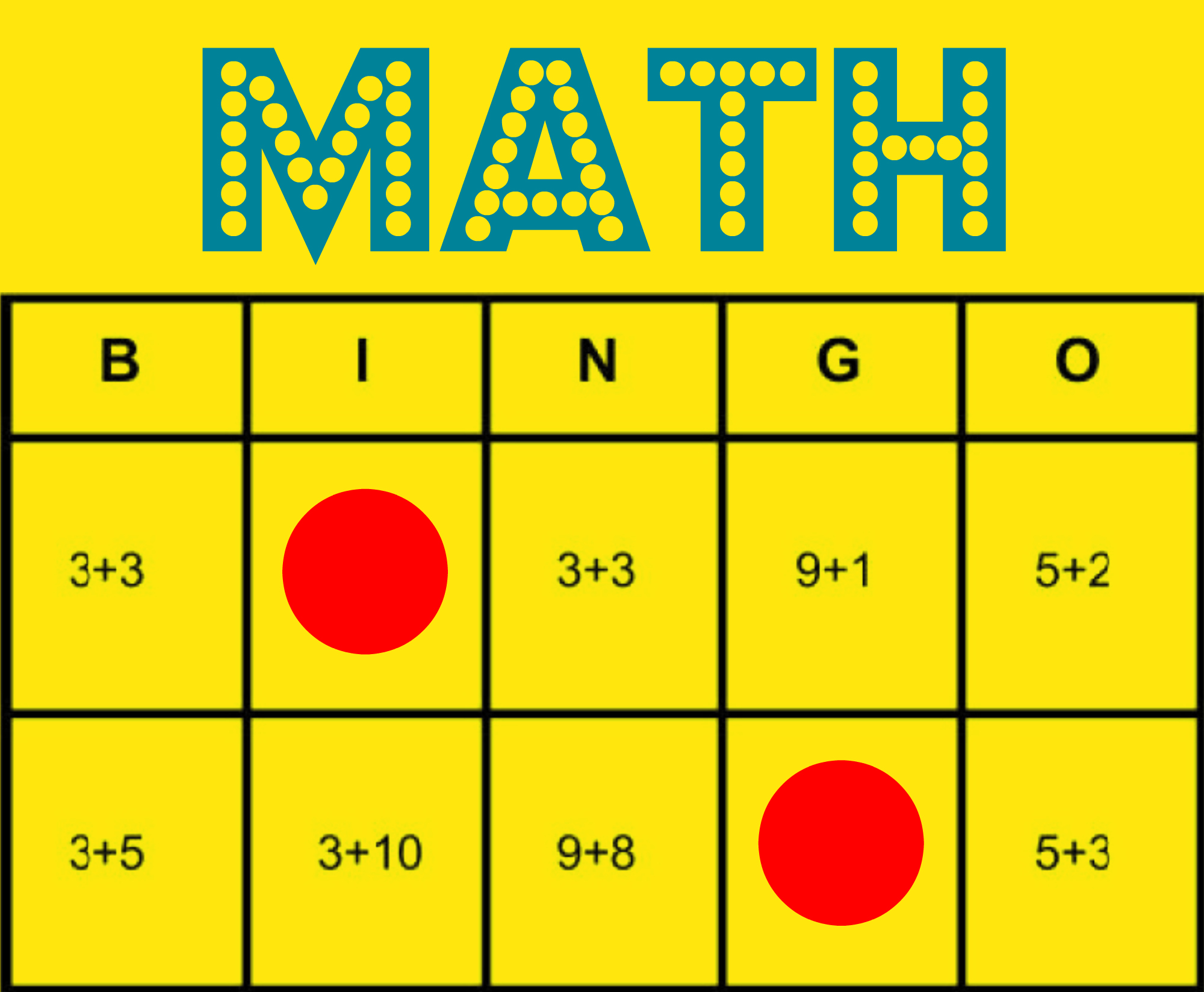 Free Printable Math Bingo Cards