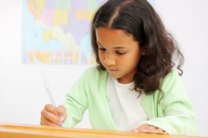 Student in a classroom at elementary school