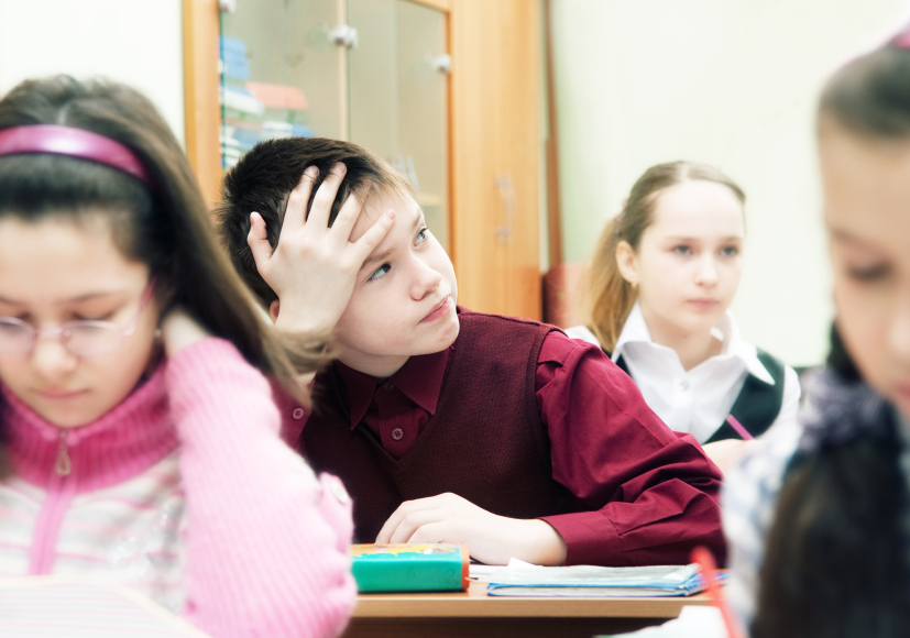 frustrated boy in class