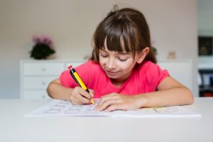 girl doing homework