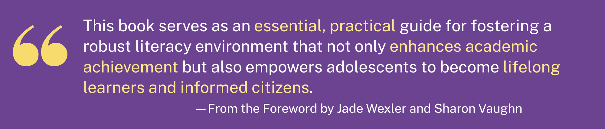 “This book serves as an essential, practical guide for fostering a robust literacy environment that not only enhances academic achievement but also empowers adolescents to become lifelong learners and informed citizens.”
